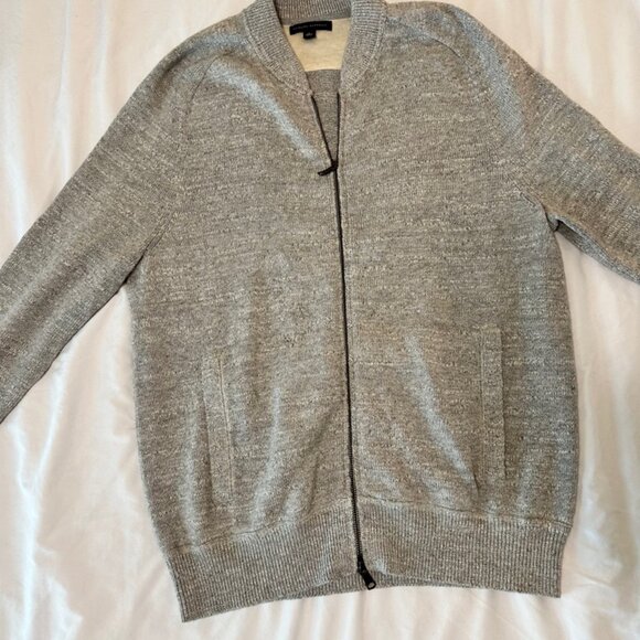 Banana Republic Grey Zipper Cardigan Cotton High Neck Size L - Picture 1 of 12